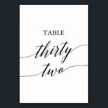 Elegant Black Calligraphy Table Number Thirty Two<br><div class="desc">This elegant black calligraphy table thirty two table number is perfect for a simple wedding. The neutral design features a minimalist card decorated with romantic and whimsical typography. The card prints on the front and back (double-sided). Other table numbers in the collection are sold separately.</div>