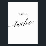 Elegant Black Calligraphy Table Number Twelve<br><div class="desc">This elegant black calligraphy table number twelve is perfect for a simple wedding. The neutral design features a minimalist card decorated with romantic and whimsical typography. The card prints on the front and back (double-sided). Other table numbers in the collection are sold separately.</div>