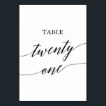 Elegant Black Calligraphy Table Number Twenty One<br><div class="desc">This elegant black calligraphy table twenty one table number is perfect for a simple wedding. The neutral design features a minimalist card decorated with romantic and whimsical typography. The card prints on the front and back (double-sided). Other table numbers in the collection are sold separately.</div>