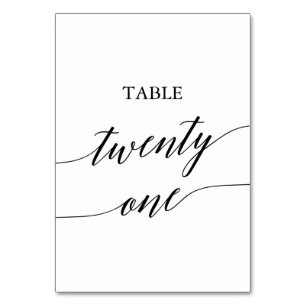 Elegant Black Calligraphy Table Number Twenty One