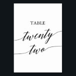 Elegant Black Calligraphy Table Number Twenty Two<br><div class="desc">This elegant black calligraphy table twenty two table number is perfect for a simple wedding. The neutral design features a minimalist card decorated with romantic and whimsical typography. The card prints on the front and back (double-sided). Other table numbers in the collection are sold separately.</div>