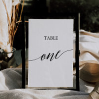 Elegant Black Calligraphy Table One Table Number
