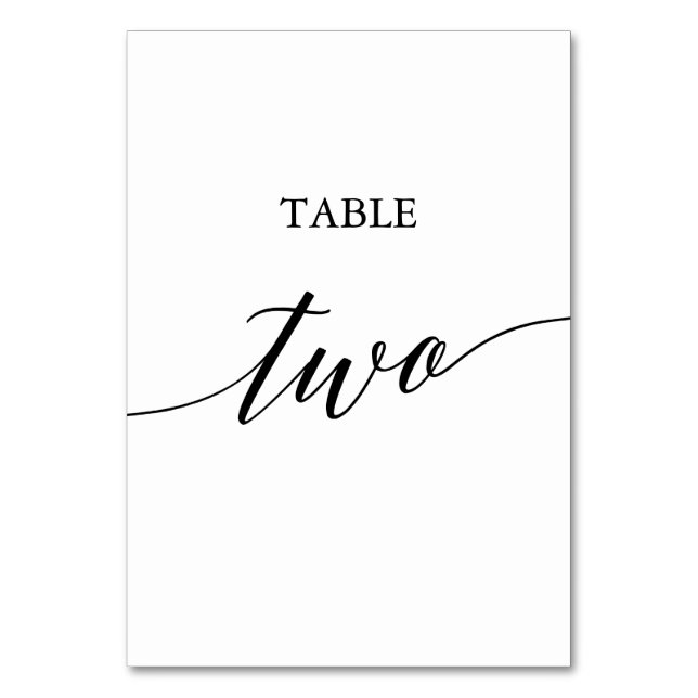 Elegant Black Calligraphy Table Two Table Number (Front)