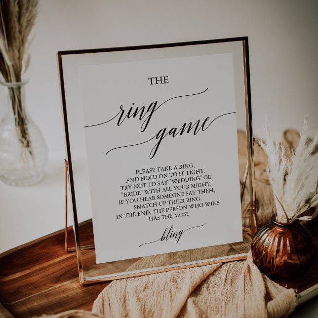 Elegant Black Calligraphy The Ring Game Sign (Creator Uploaded)