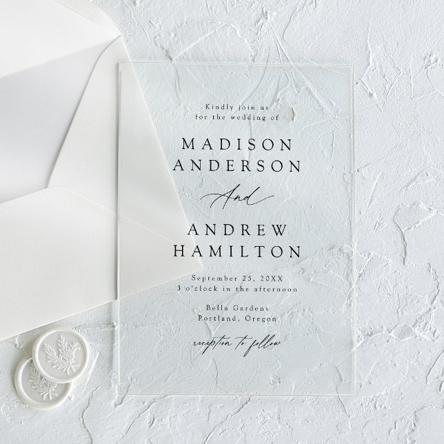 Elegant Black Calligraphy Wedding Acrylic Invitations (Creator Uploaded)