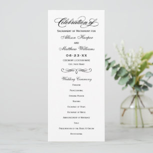 Elegant Black Calligraphy Wedding Ceremony Programme