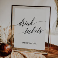 Elegant Black Calligraphy Wedding Drink Tickets