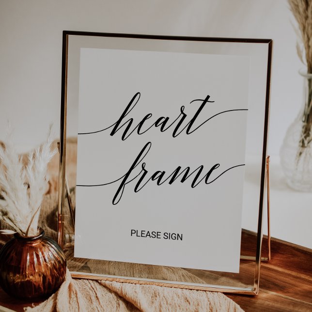 Elegant Black Calligraphy Wedding Heart Frame Poster (Creator Uploaded)