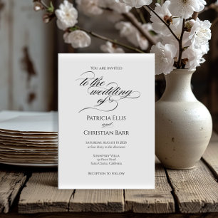 Elegant black calligraphy wedding invitation