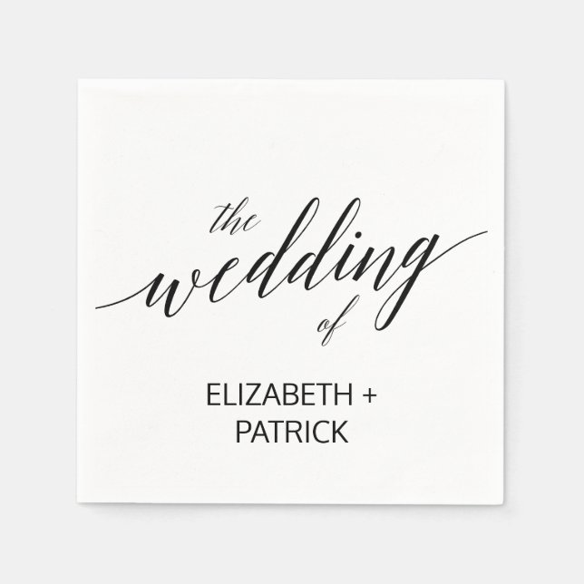 Elegant Black Calligraphy Wedding Napkin (Front)