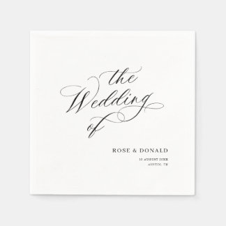 Elegant black calligraphy wedding napkin