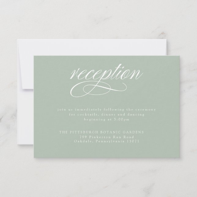 Elegant Black Calligraphy Wedding Reception Card (Front)