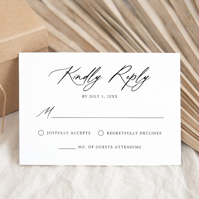 Elegant Black Calligraphy Wedding RSVP Card (Creator Uploaded)