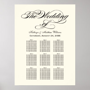 Elegant Black Calligraphy Wedding Seating Chart