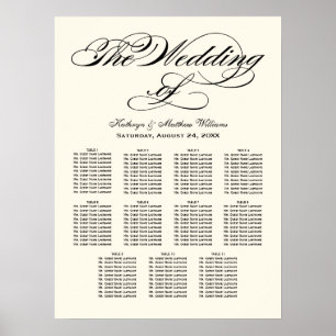 Elegant Black Calligraphy Wedding Seating Chart