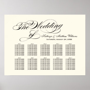 Elegant Black Calligraphy Wedding Seating Chart