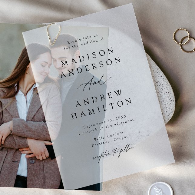 Elegant Black Calligraphy Wedding Vellum Invitations (Creator Uploaded)