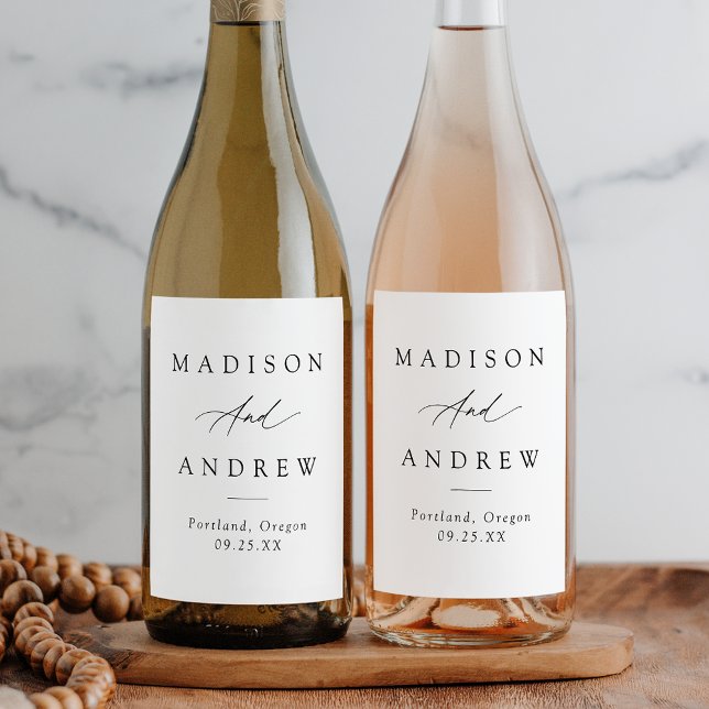 Elegant Black Calligraphy Wedding Wine Label (Creator Uploaded)