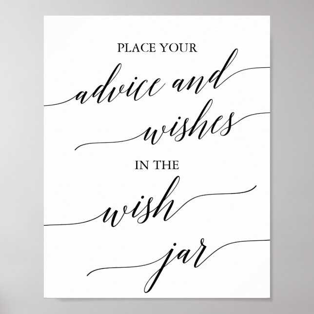 Elegant Black Calligraphy Wish Jar Sign (Front)