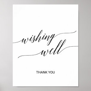Elegant Black Calligraphy Wishing Well Sign