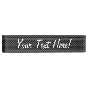 Elegant Black Carbon Fibre Style Print Background Nameplate