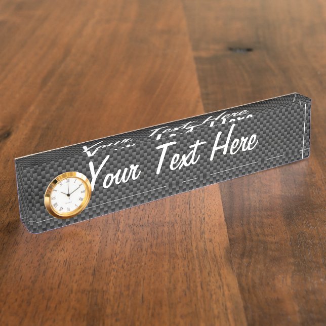 Elegant Black Carbon Fibre Style Print Background Nameplate (Side)