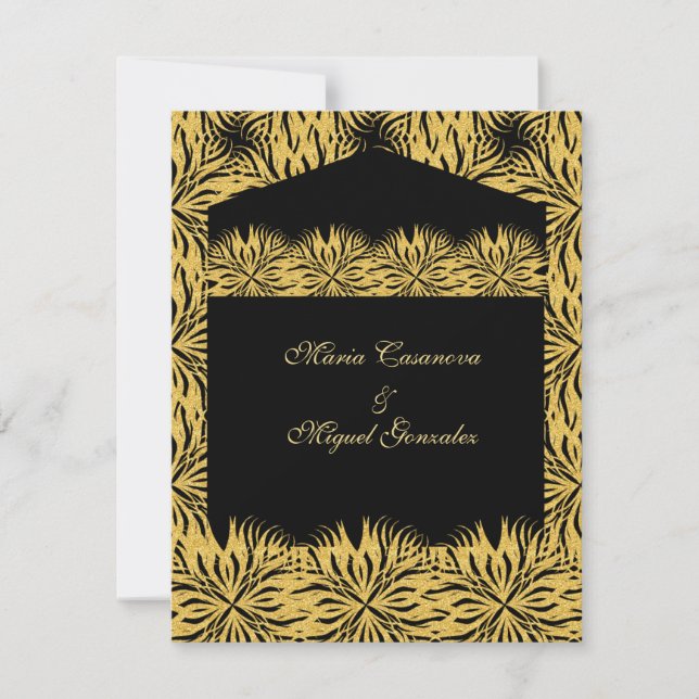 elegant black card gold star flower (Front)