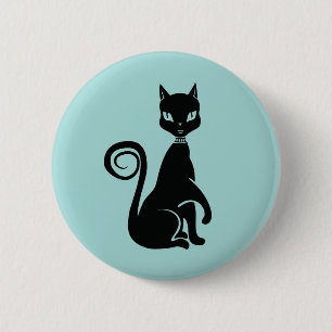 Elegant Black Cat 6 Cm Round Badge