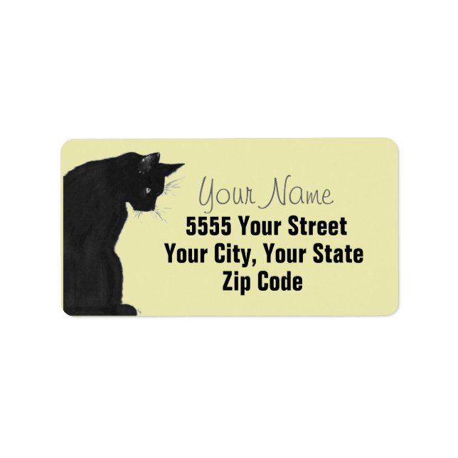 Elegant Black Cat Address Labels (Front)