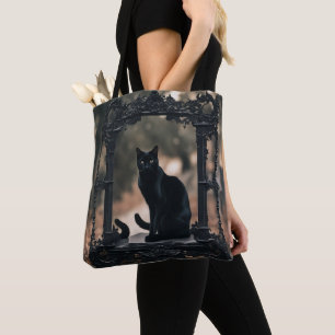 "Elegant Black Cat Bag: Harmony Tote Bag