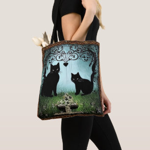 "Elegant Black Cat Bag: Harmony Tote Bag