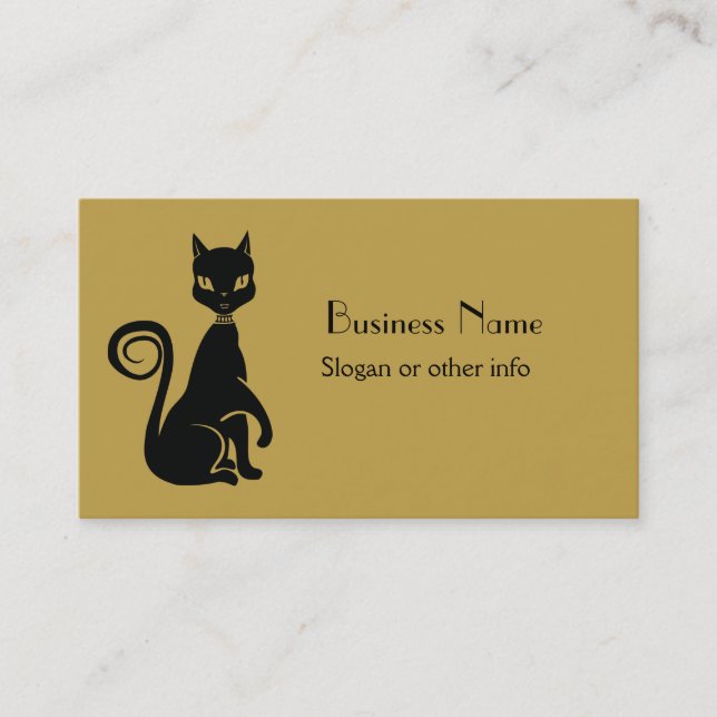 Elegant Black Cat Business Card (Front)