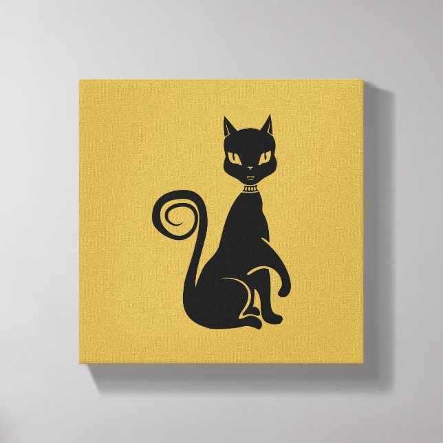 Elegant Black Cat Canvas Print (Front)