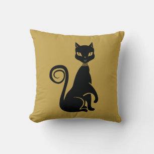 Elegant Black Cat Cushion