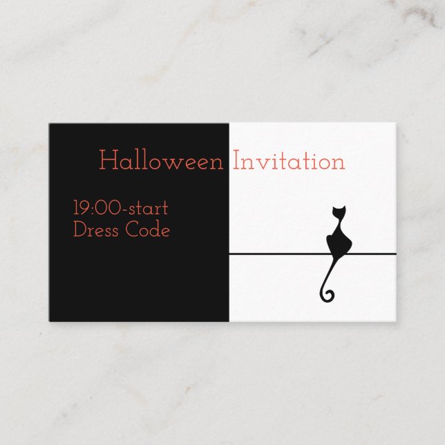 Elegant Black Cat Halloween Invitation (Front)