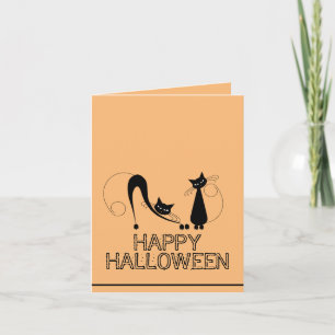 Elegant Black Cat, Happy Halloween Card