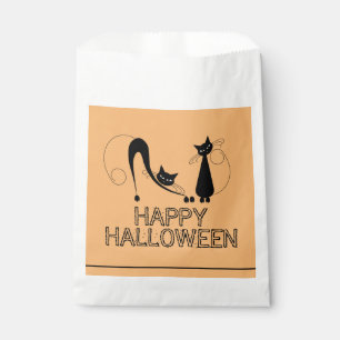 Elegant Black Cat, Happy Halloween Favour Bags