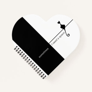 Elegant Black Cat Illustration Art  Notebook