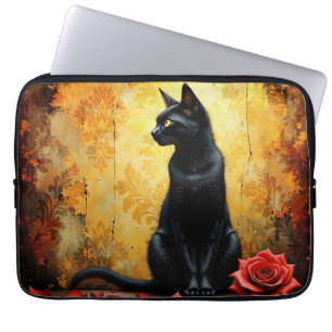 Elegant Black Cat Laptop Sleeve