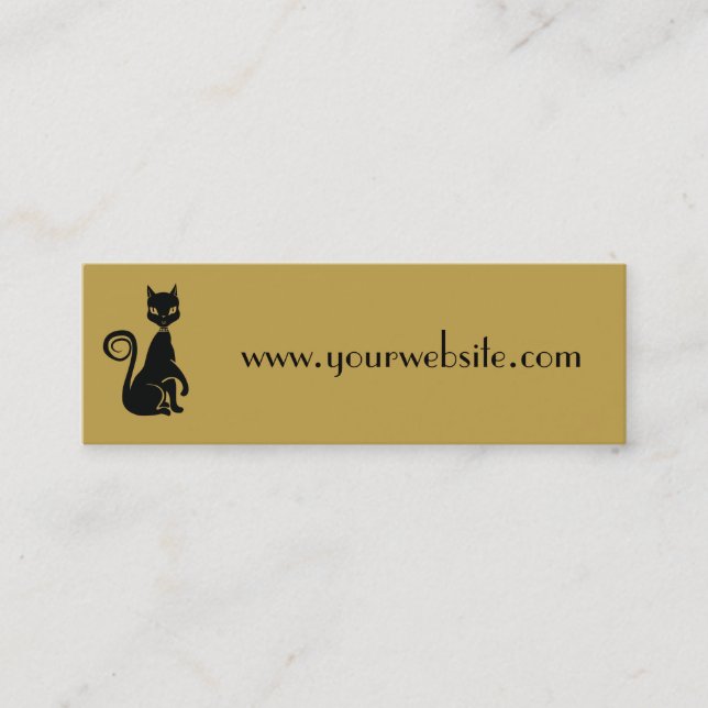 Elegant Black Cat Mini Business Card (Front)