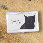 Elegant Black Cat Monogram Pet Business Card Holder<br><div class="desc">Purrfect Business Card Case for a cat based business person. Just add your name and initials. Design inspired by my black cat who I love dearly.</div>