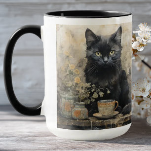 Elegant Black Cat Mug