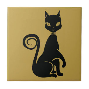 Elegant Black Cat Tile