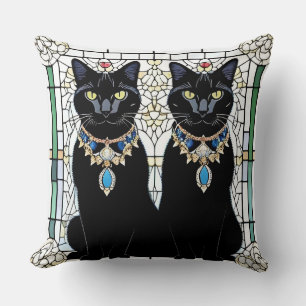 Elegant Black Cats with Jewellery Cushion