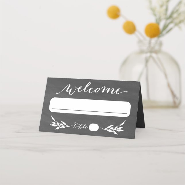 Elegant Black Chalkboard Wedding Place Cards (Front)