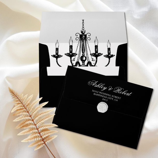 Elegant black chandelier Old Money wedding Envelope (Creator Uploaded)