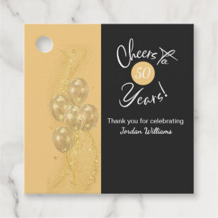 Elegant Black Cheers to 50 Years Birthday Party Favour Tags