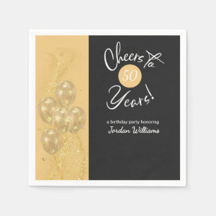 Elegant Black Cheers to 50 Years Birthday Party Napkin
