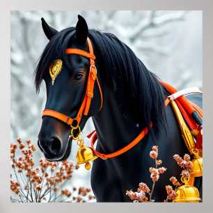 Elegant black Chestnut Horse Poster