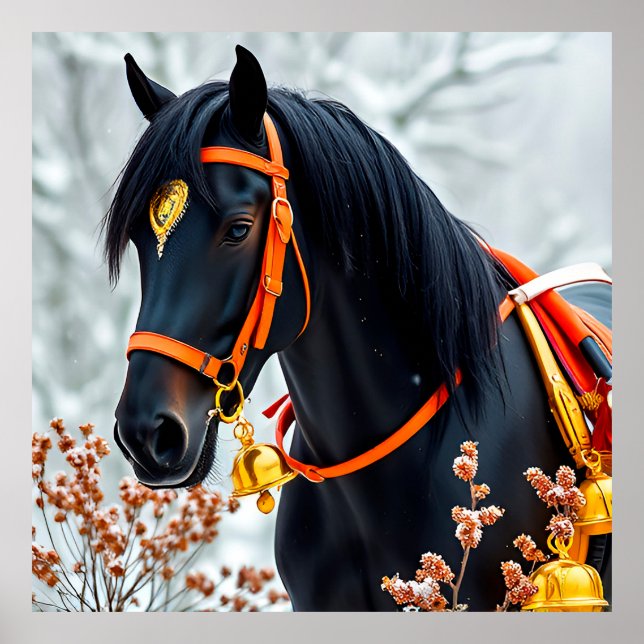 Elegant black Chestnut Horse Poster (Front)